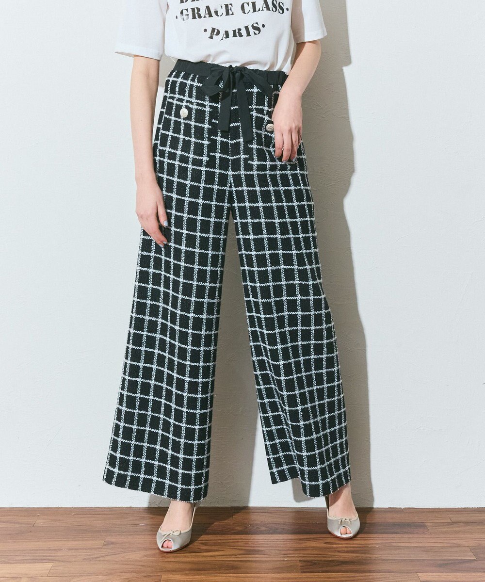 GRACE CONTINENTAL ツイードイージーパンツ 