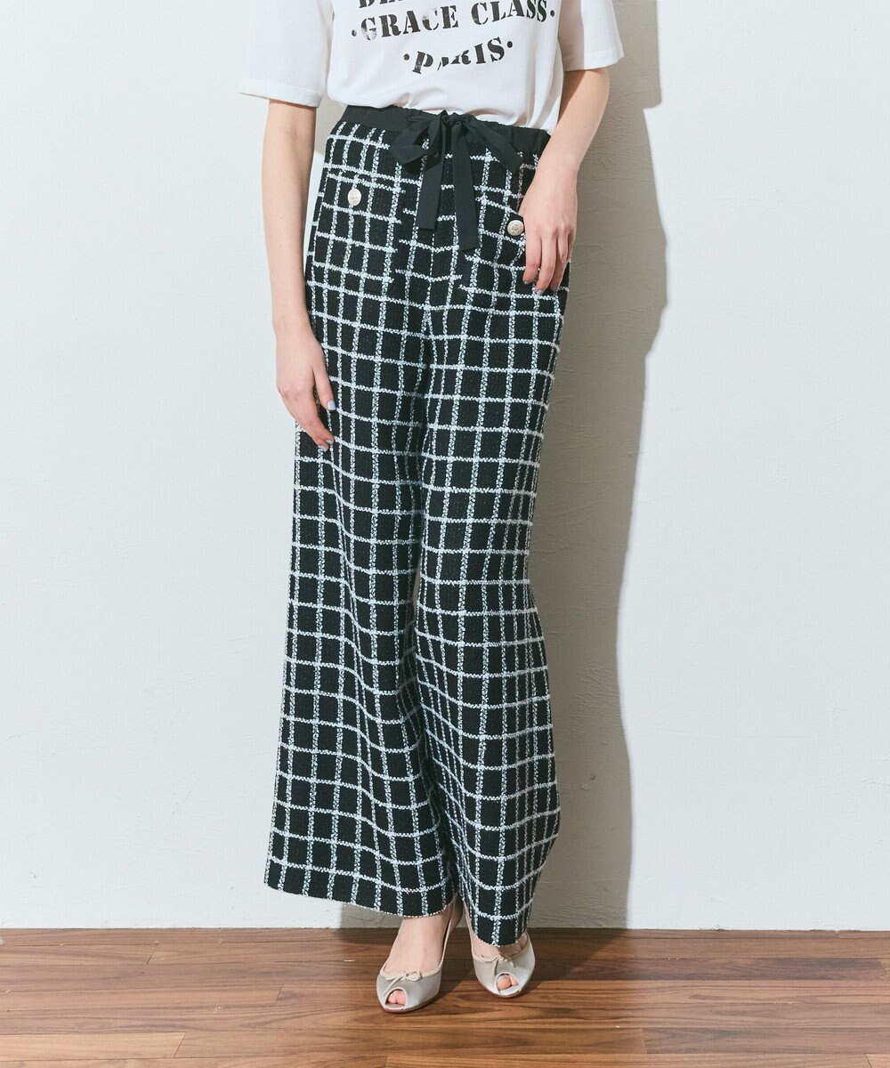 GRACE CONTINENTAL ツイードイージーパンツ 