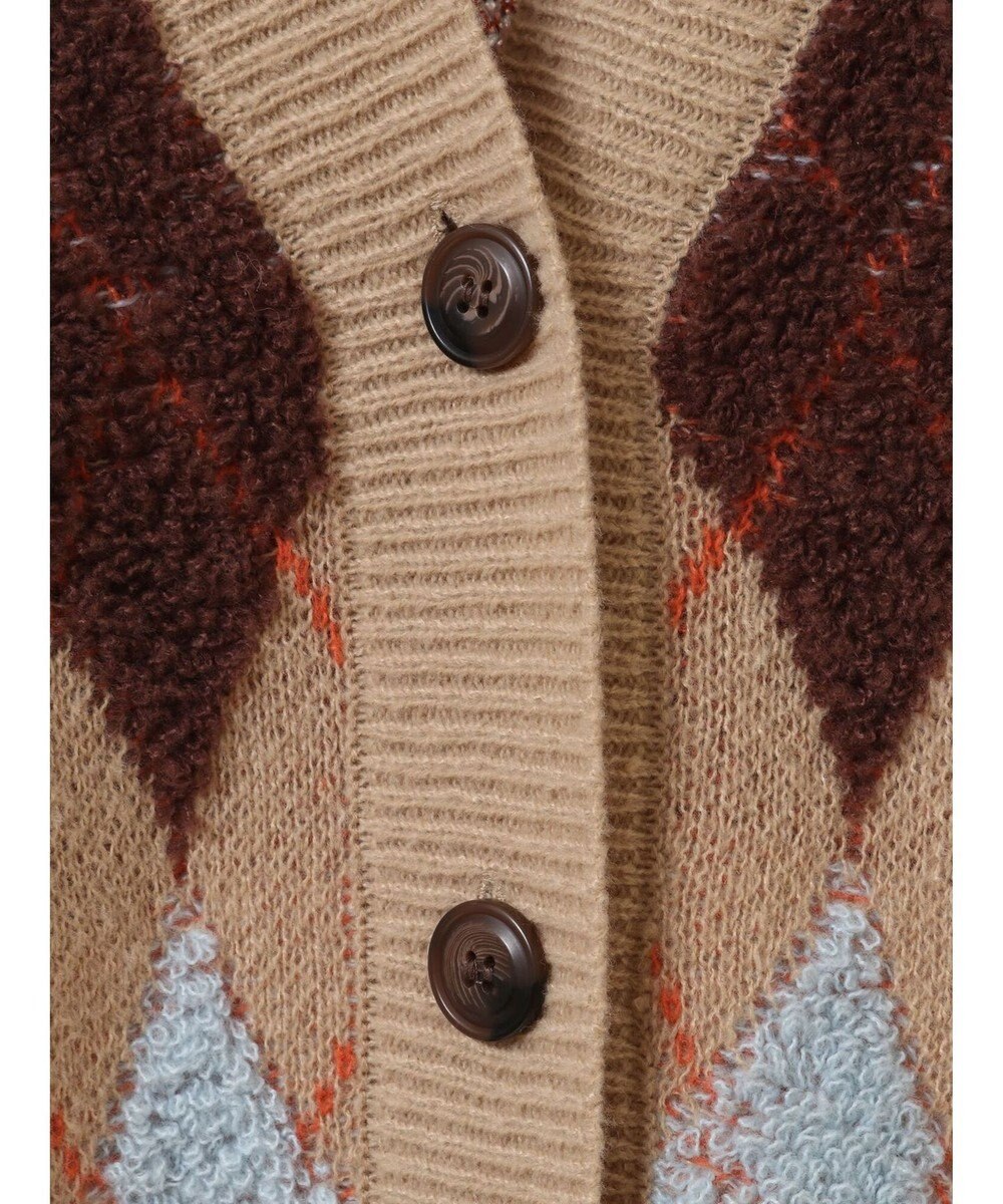 earth music&ecology ループ編みアーガイルカーディガン 