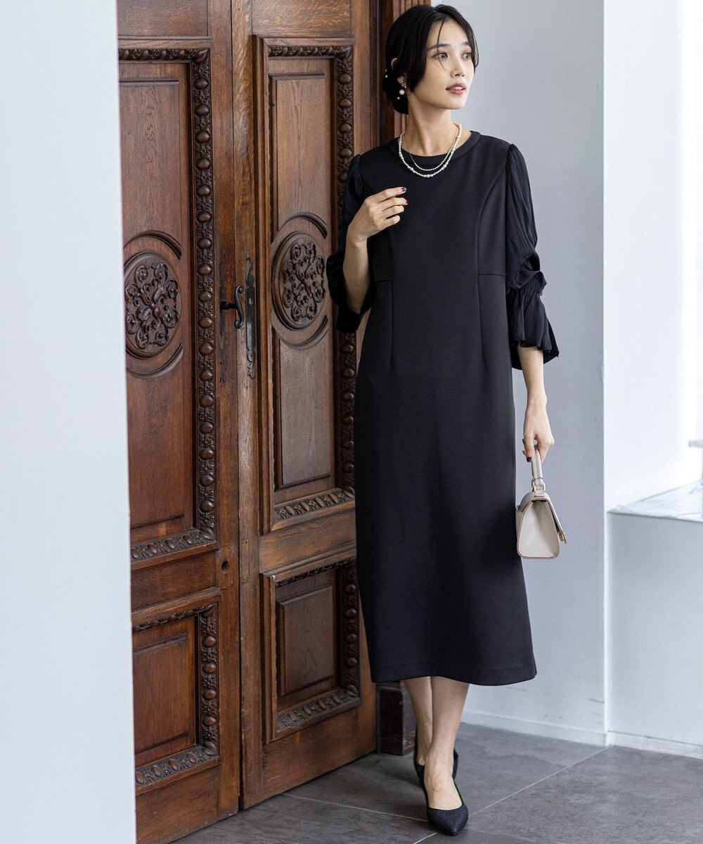 ANY SIS 【洗える】ベルスリーブナロー ドレス 