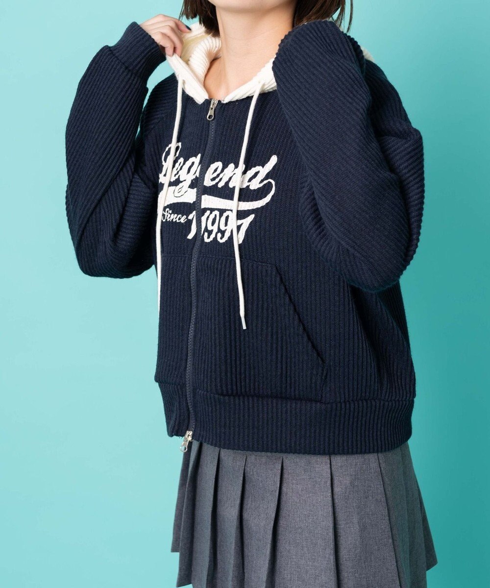 WEGO バイカラーニットジップパーカー 