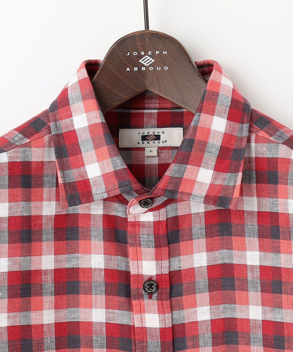 JOSEPH ABBOUD 【麻100％】リネンチェック シャツ 