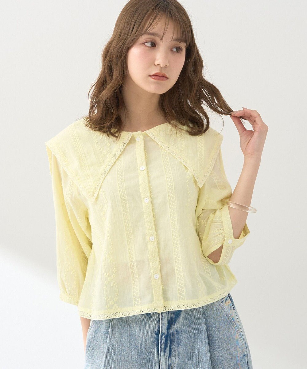 earth music&ecology ビッグカラー刺繍ブラウス 