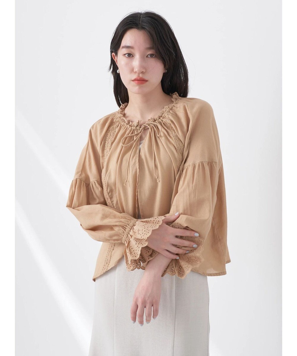 earth music&ecology ギャザーショートブラウス 