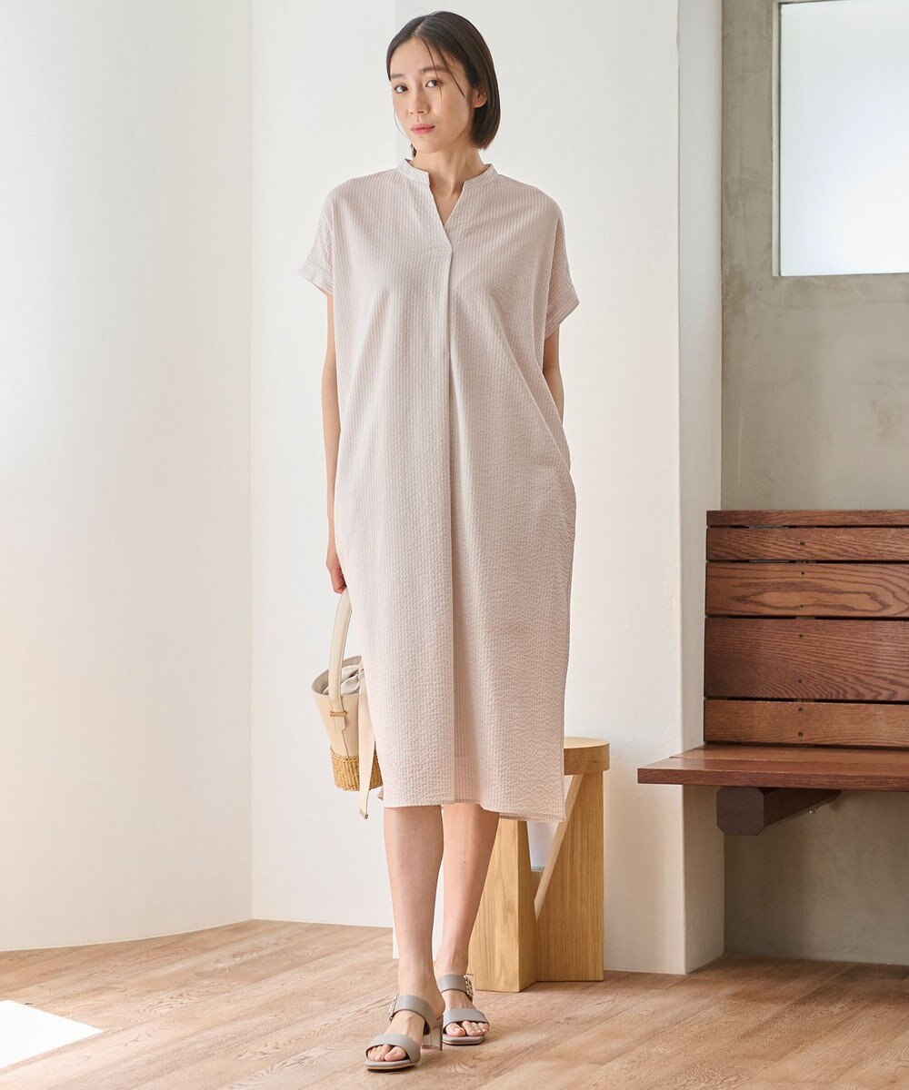 自由区 【WEB限定・洗える・XSサイズあり】シャドウサッカー ワンピース 