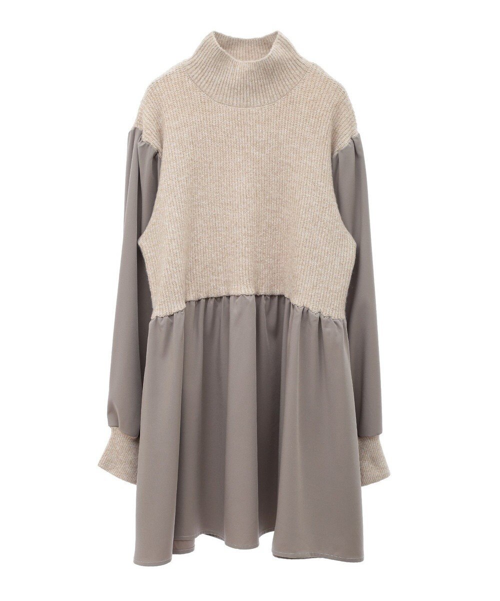 Green Parks ａ．布帛切り替えニットミニワンピース 