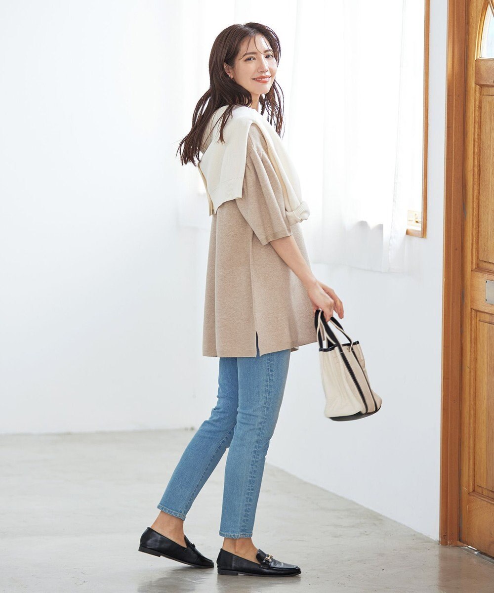 Tiaclasse L 【洗える】タックベルスリーブニットチュニック 