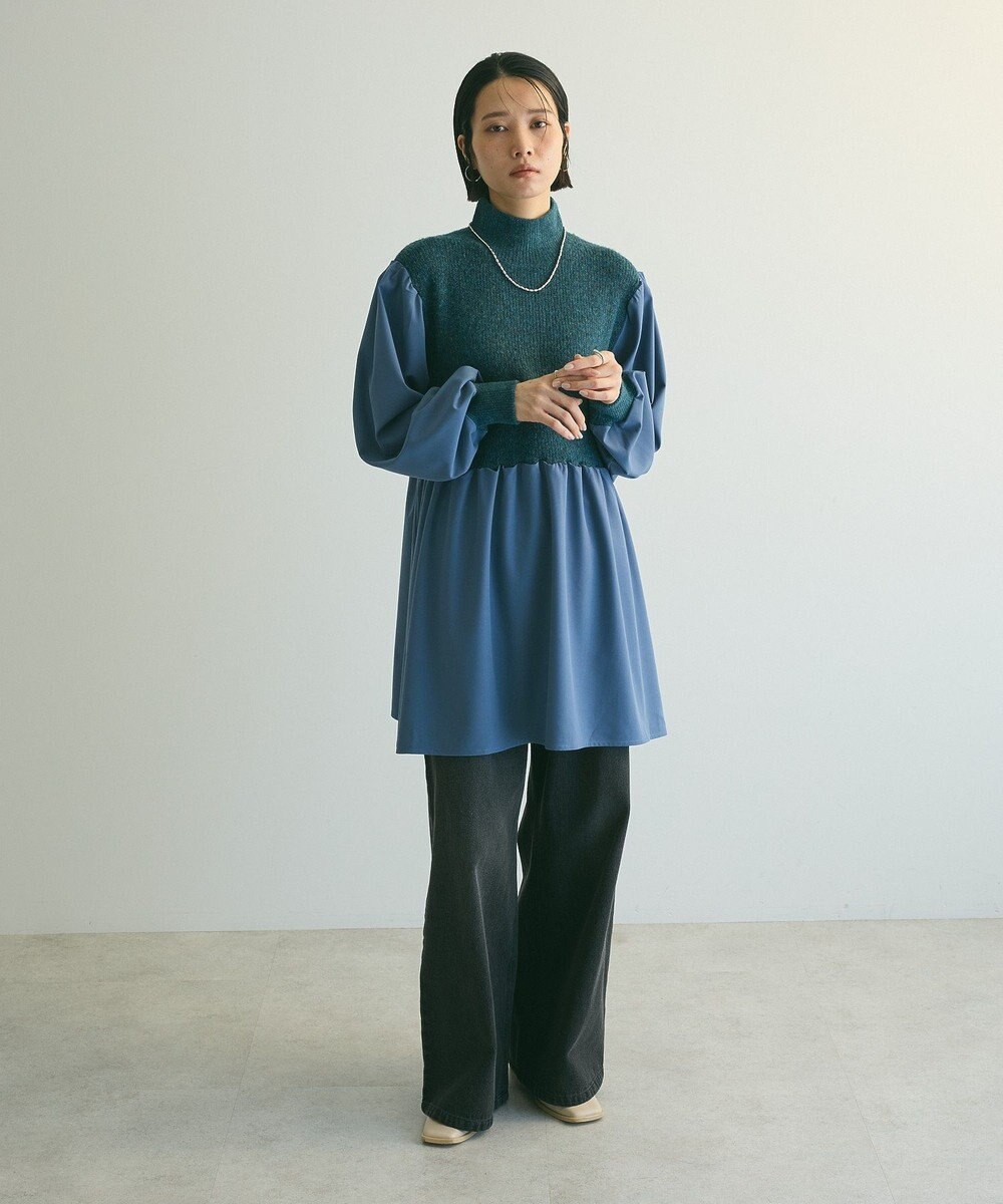Green Parks ａ．布帛切り替えニットミニワンピース 
