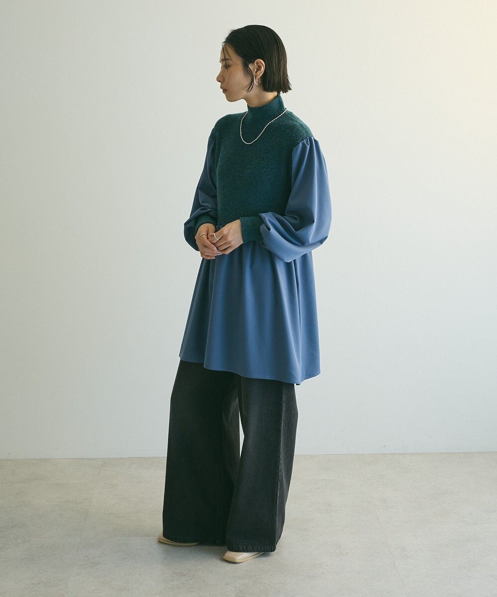 Green Parks ａ．布帛切り替えニットミニワンピース 