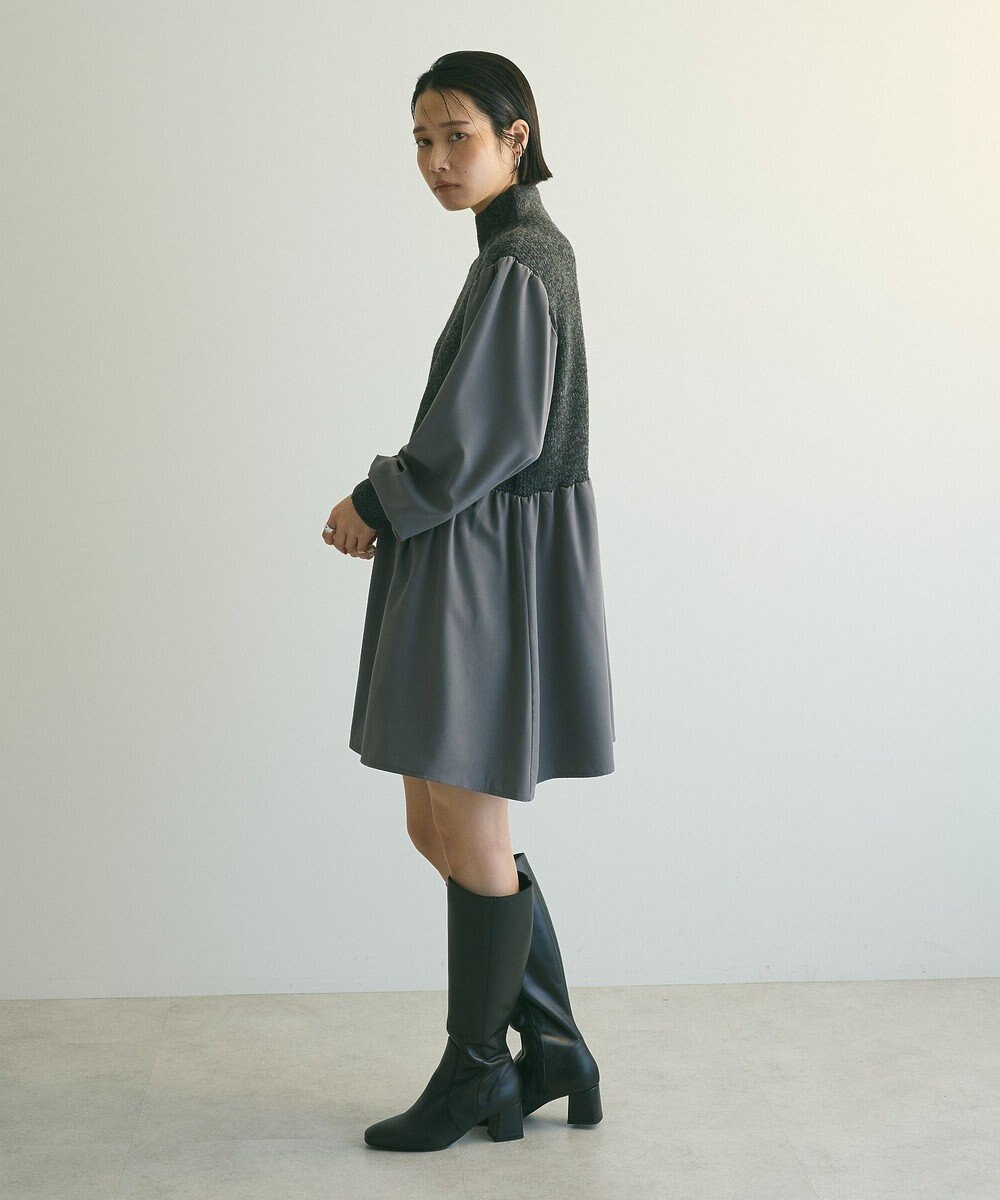Green Parks ａ．布帛切り替えニットミニワンピース 