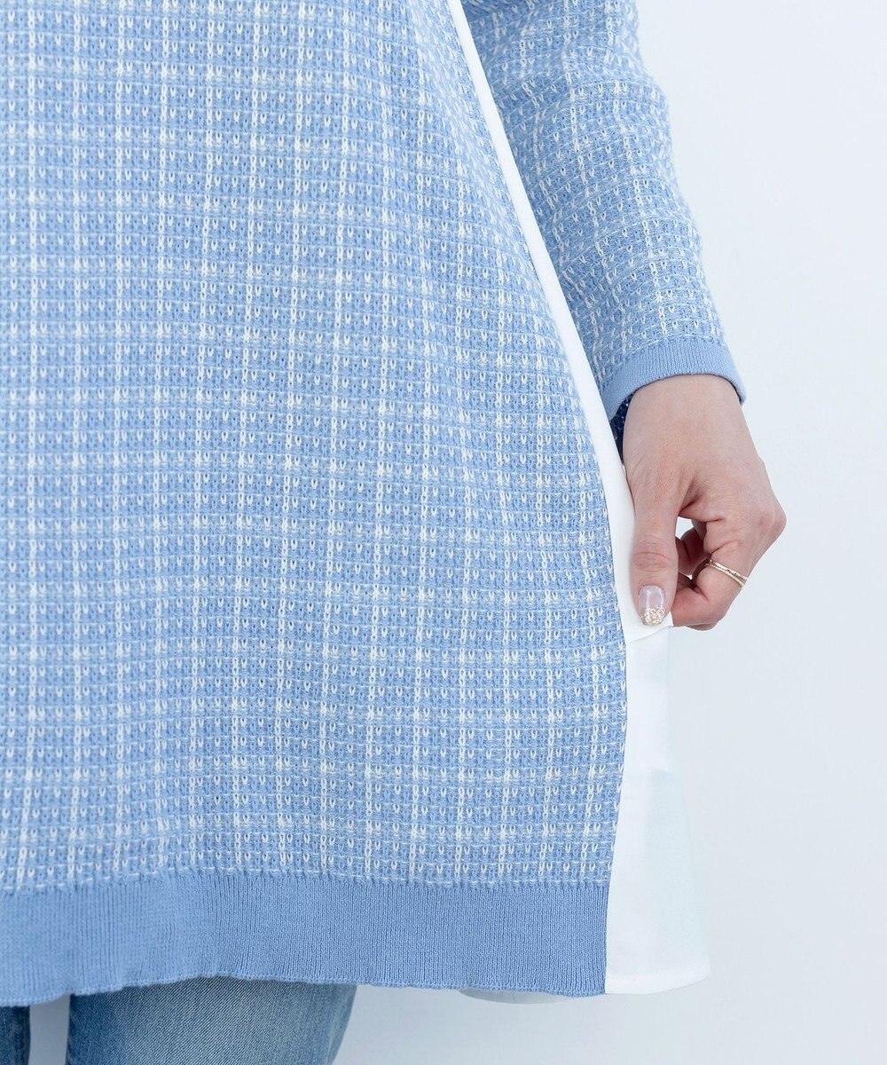 Tiaclasse 【洗える】ツイード2段フレアチュニックブラウス 