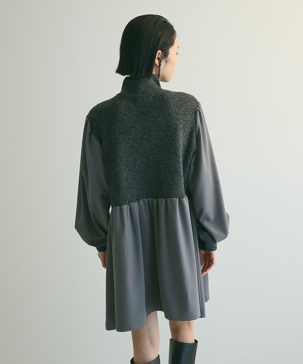 Green Parks ａ．布帛切り替えニットミニワンピース 