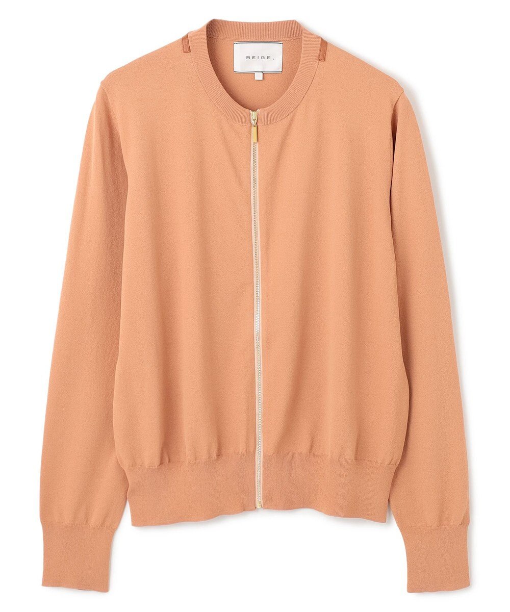 BEIGE， 【洗える】NADIA / レザーラインジップカーディガン 