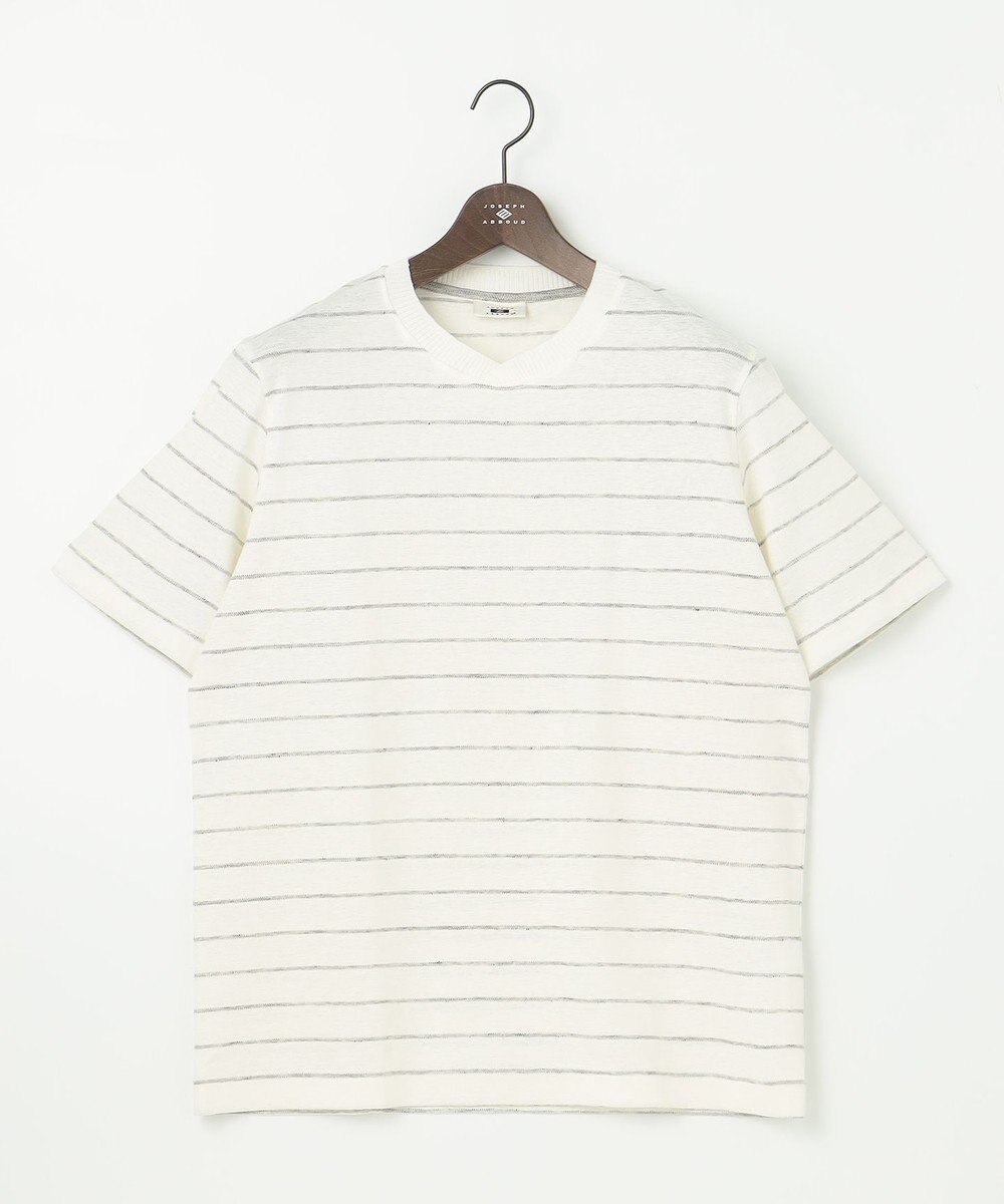 JOSEPH ABBOUD 【清涼感/吸水速乾】リネンハニカムボーダーＴシャツ 