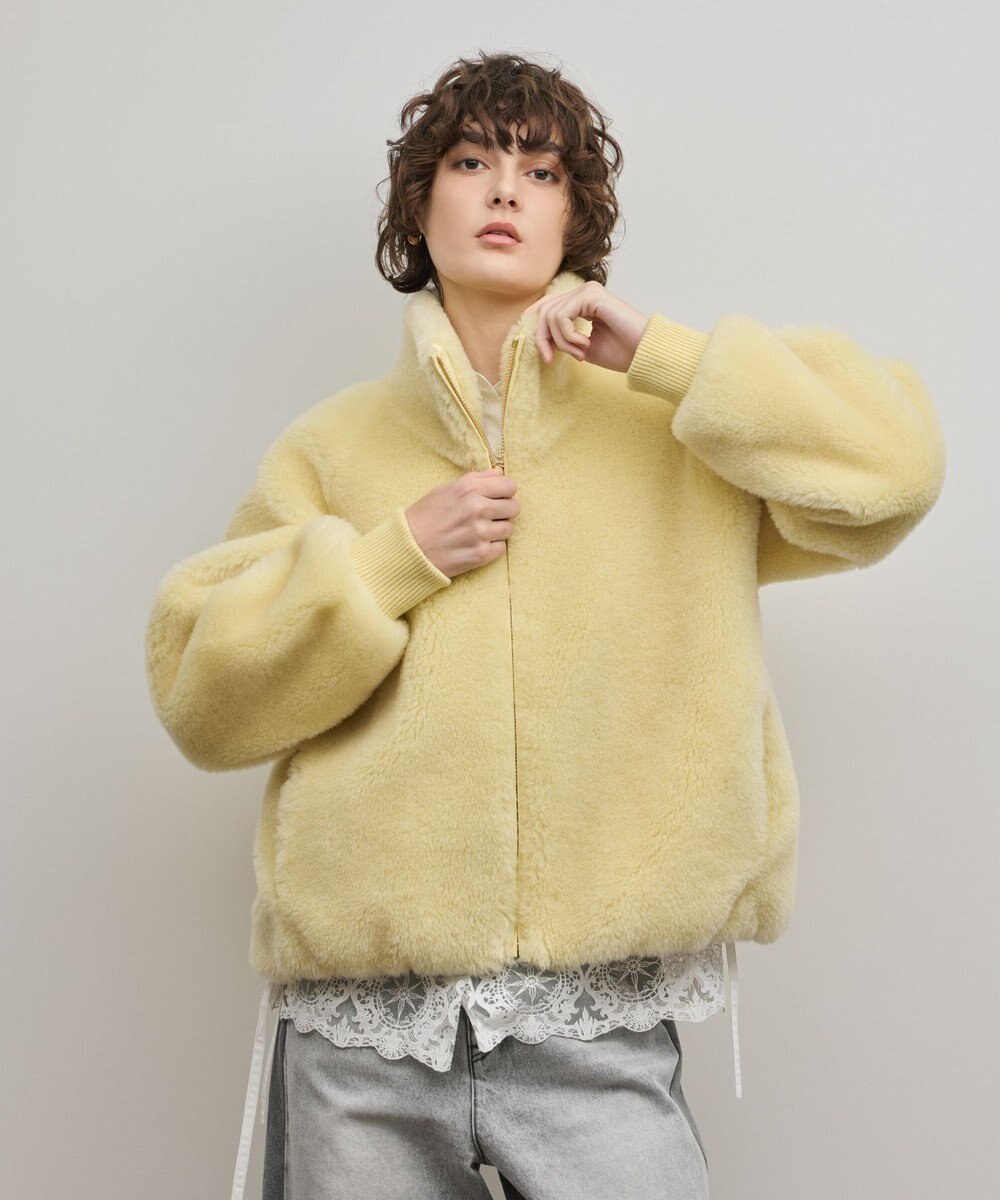 GRACE CONTINENTAL ウールボアスタンドカラージャケット 