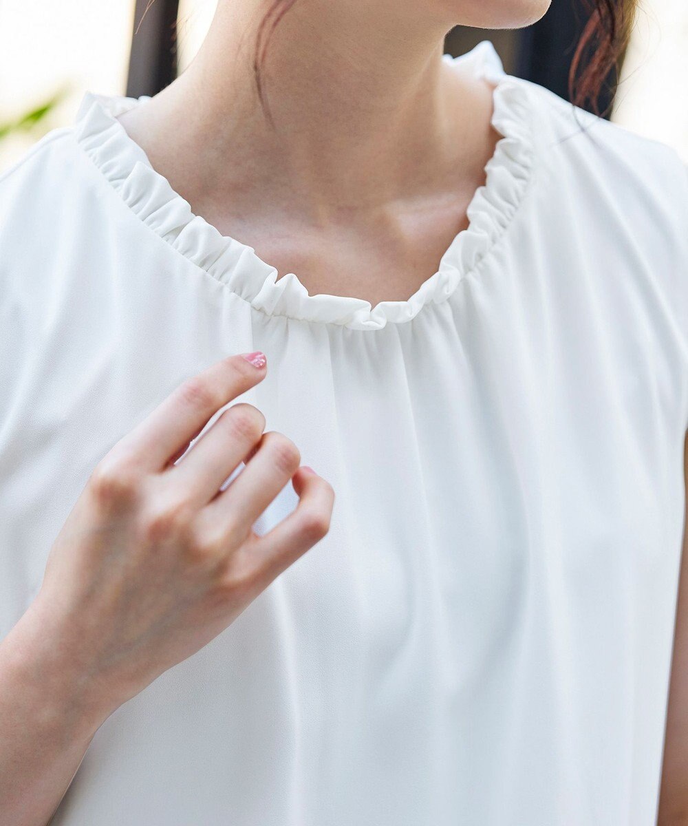 Tiaclasse 【洗える】体型カバーも叶うフリルカラーチュニックブラウス 