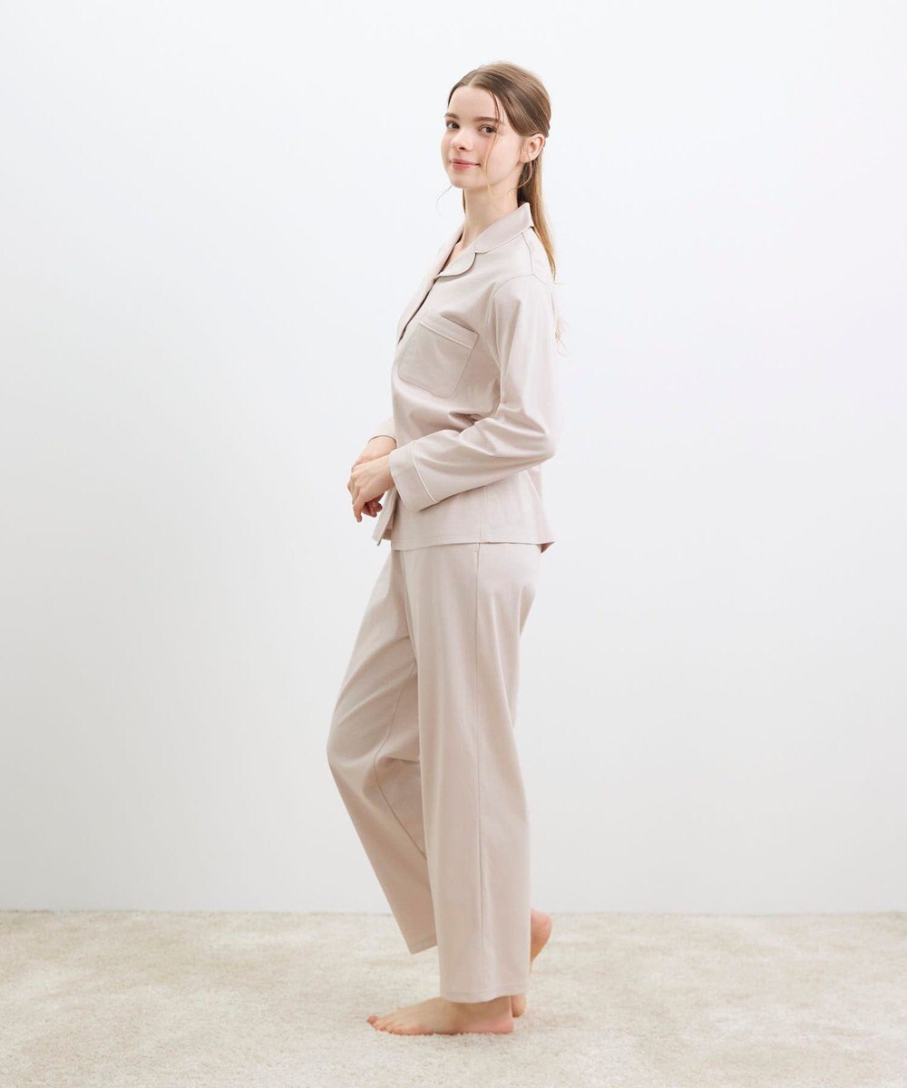 une nana cool 【綿100%】60/1 シルケットスムース 長袖開襟 MADE WITH LIBERTY FABRIC 