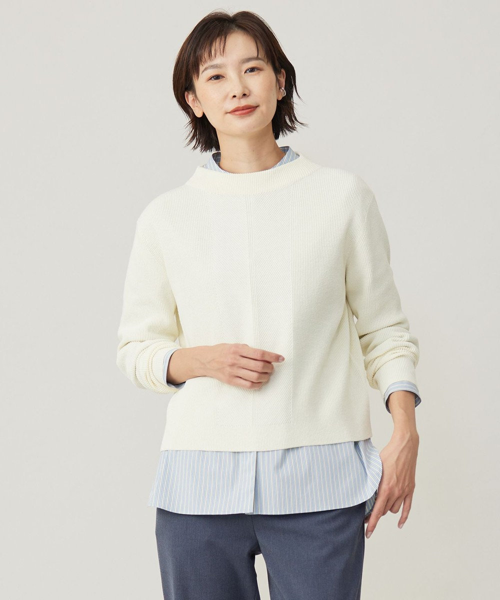 J.PRESS LADIES S 【洗える】CLEAR COTTON BLEND ボトルネック ニット ホワイト系