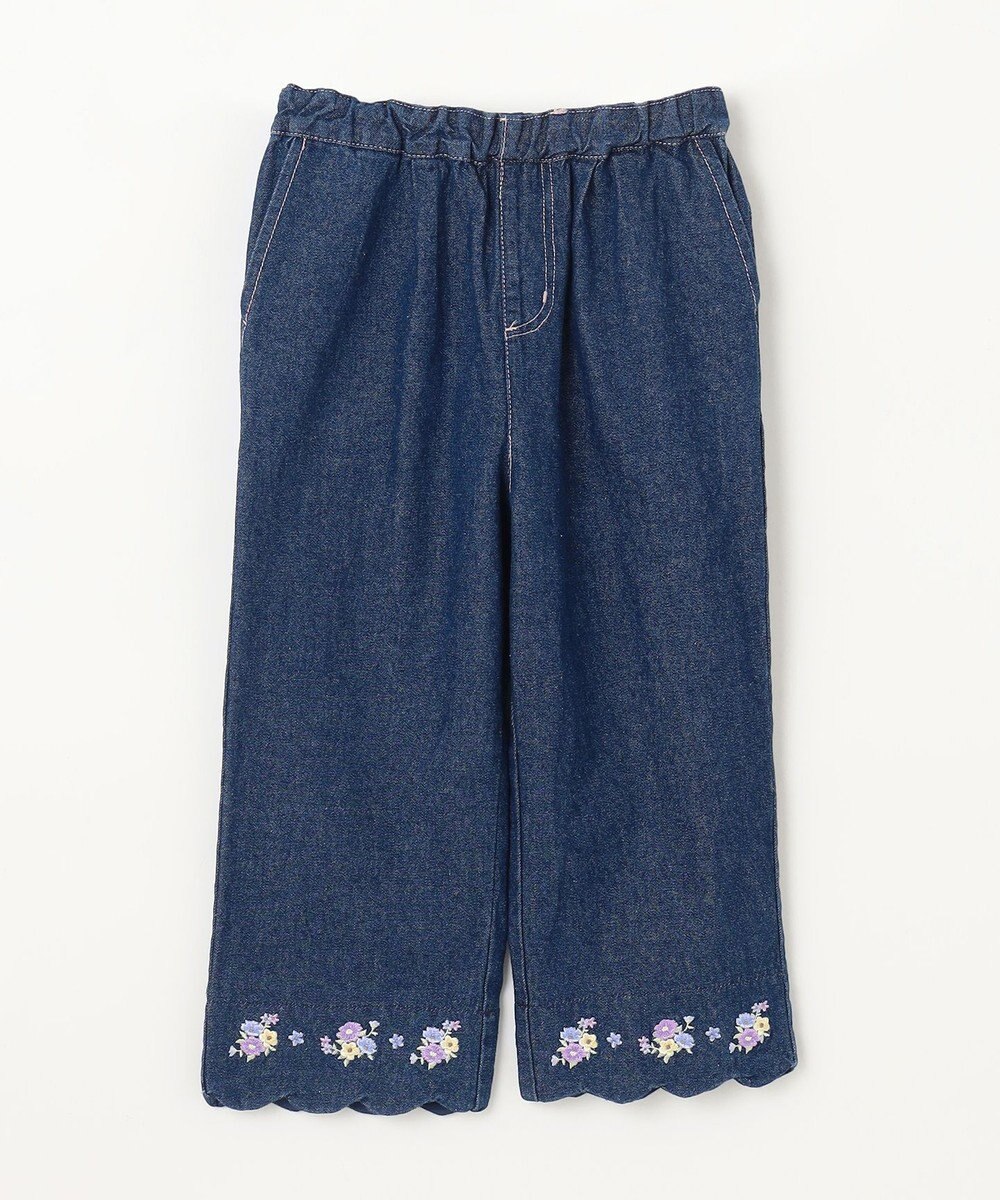 ANY KIDS スカラップ×刺繍デニムパンツ 