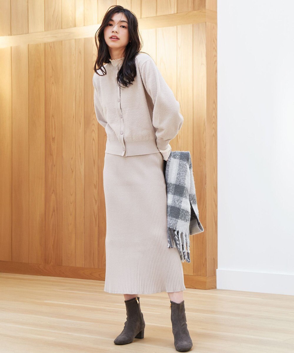 ANY L フェザーカーディガン×ニットスカートセットアップ 