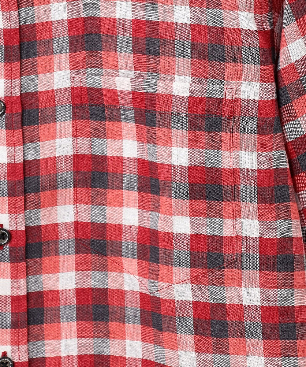 JOSEPH ABBOUD 【麻100％】リネンチェック シャツ 