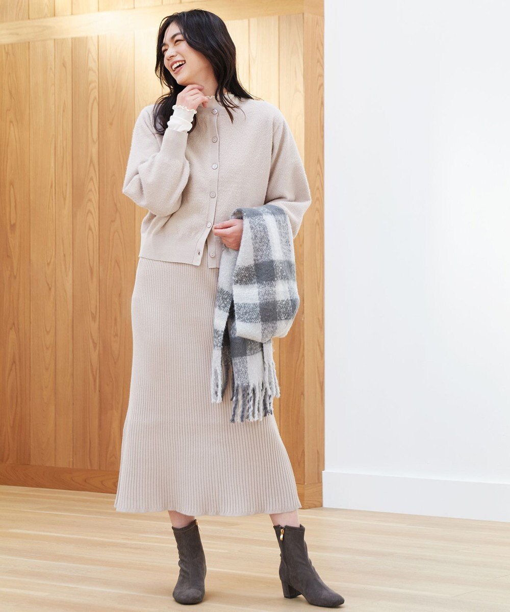 ANY L フェザーカーディガン×ニットスカートセットアップ 