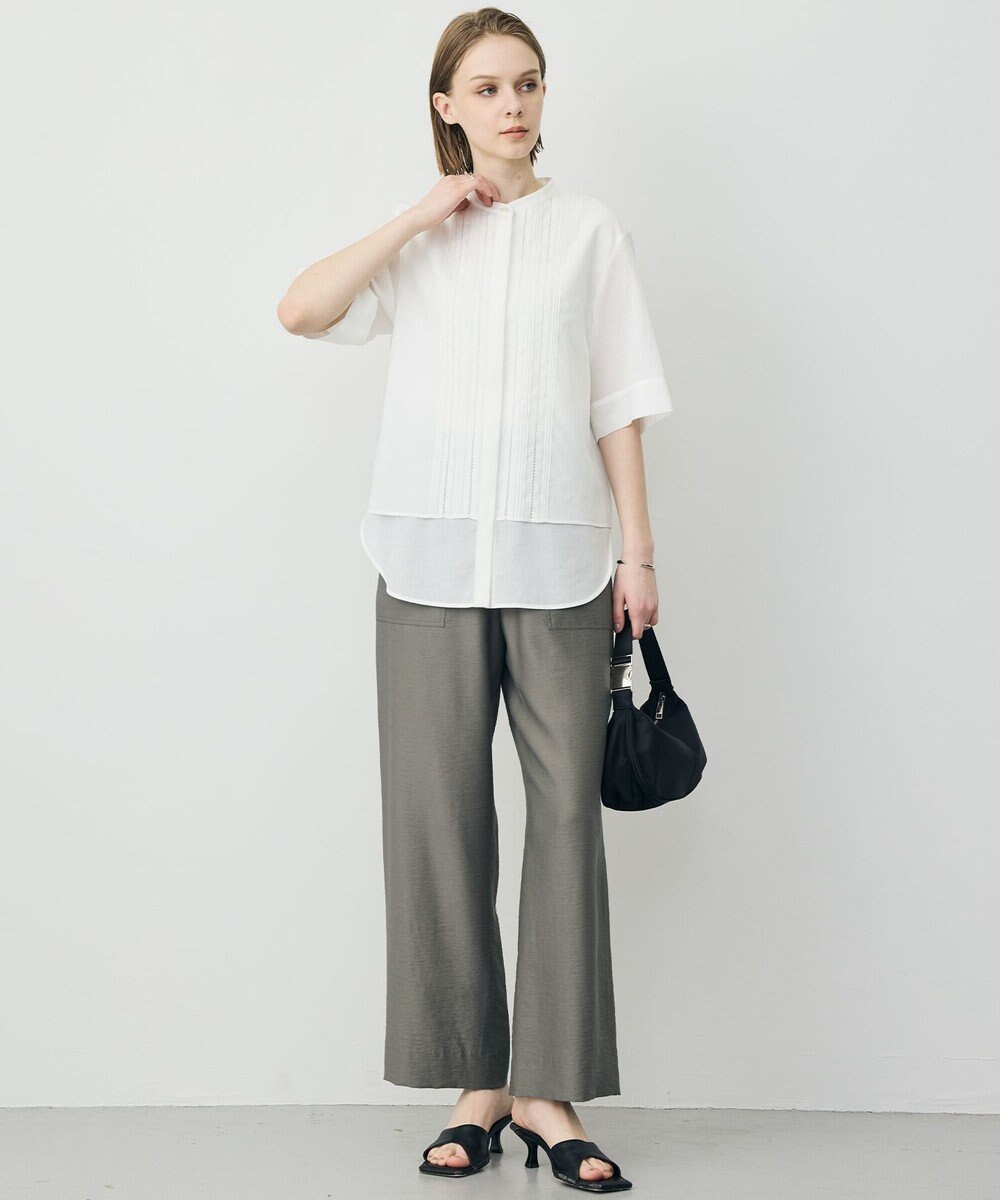 ICB L 【先行予約】リネンスラブローン バンドカラーデザインシャツ 