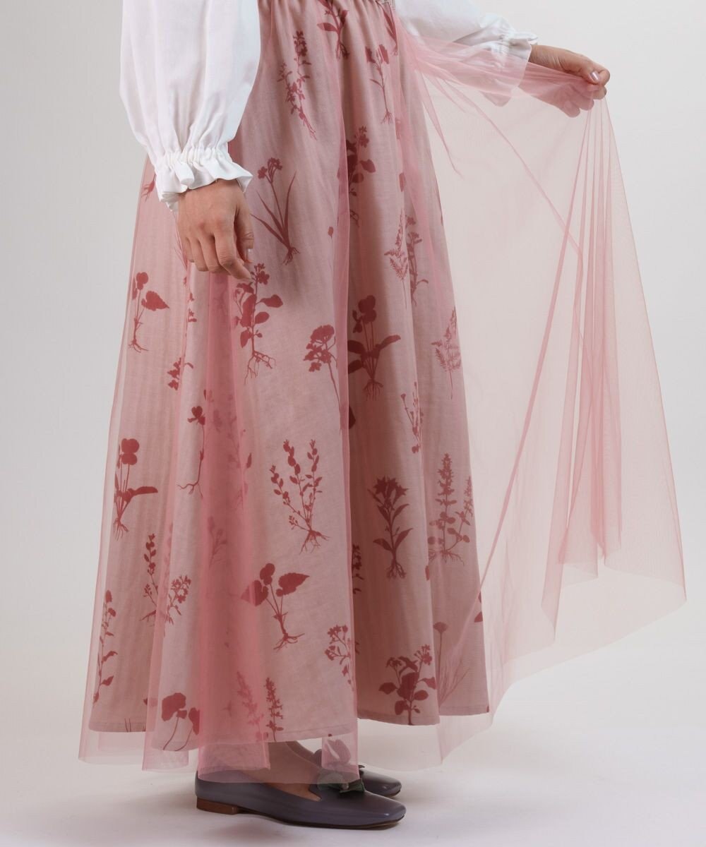 muuc 【植物の影絵プリント】チュールレイヤースカート 