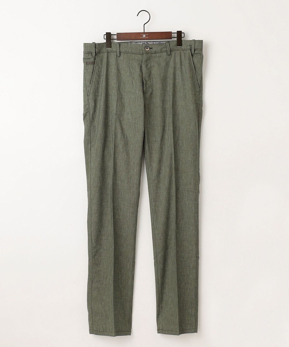 JOSEPH ABBOUD 【キングサイズ・ウエストも伸びる！/ストレッチ】ミックスリネンシャンブレーパンツ 