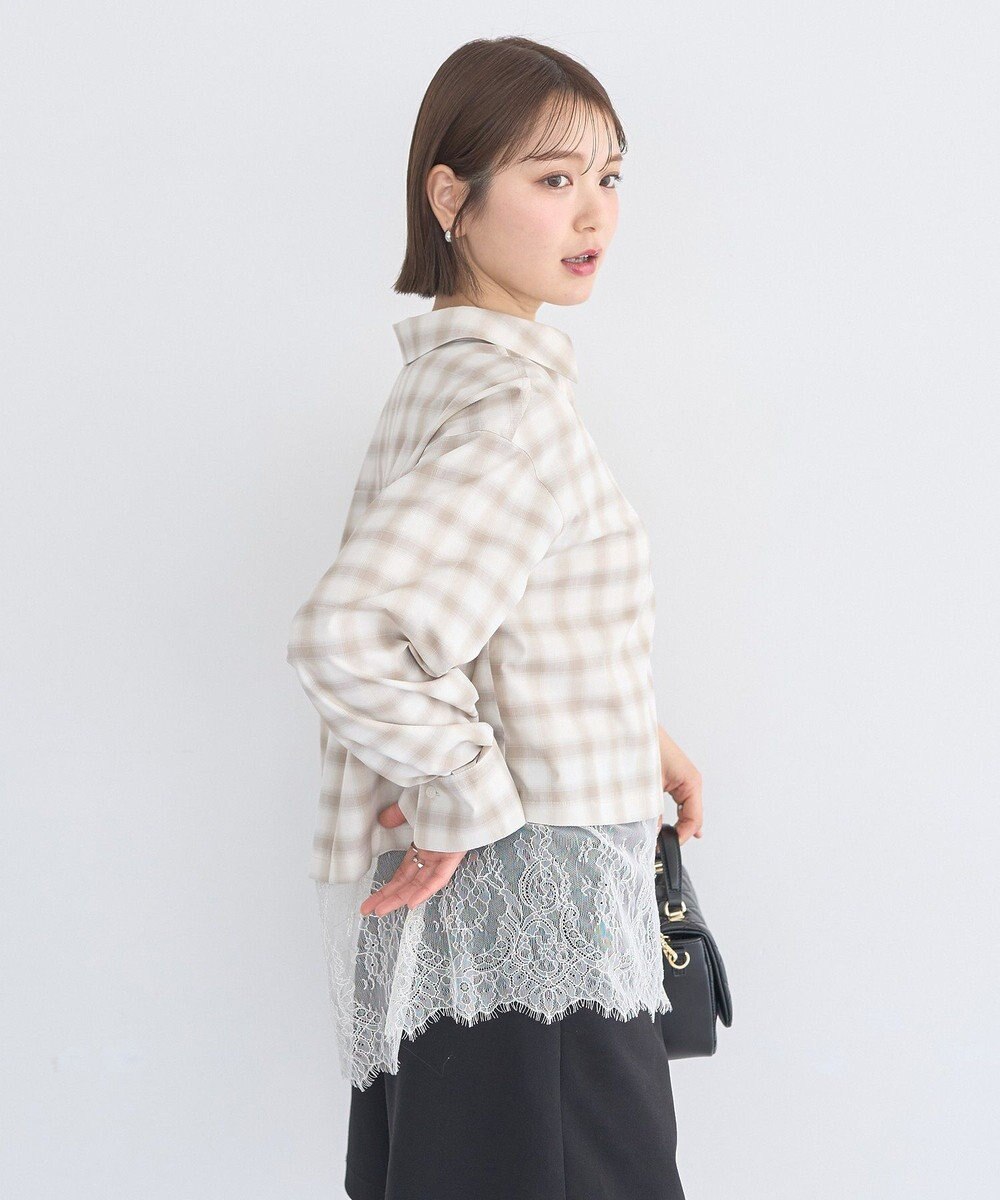 earth music&ecology 適ON レースヘムシャツ 
