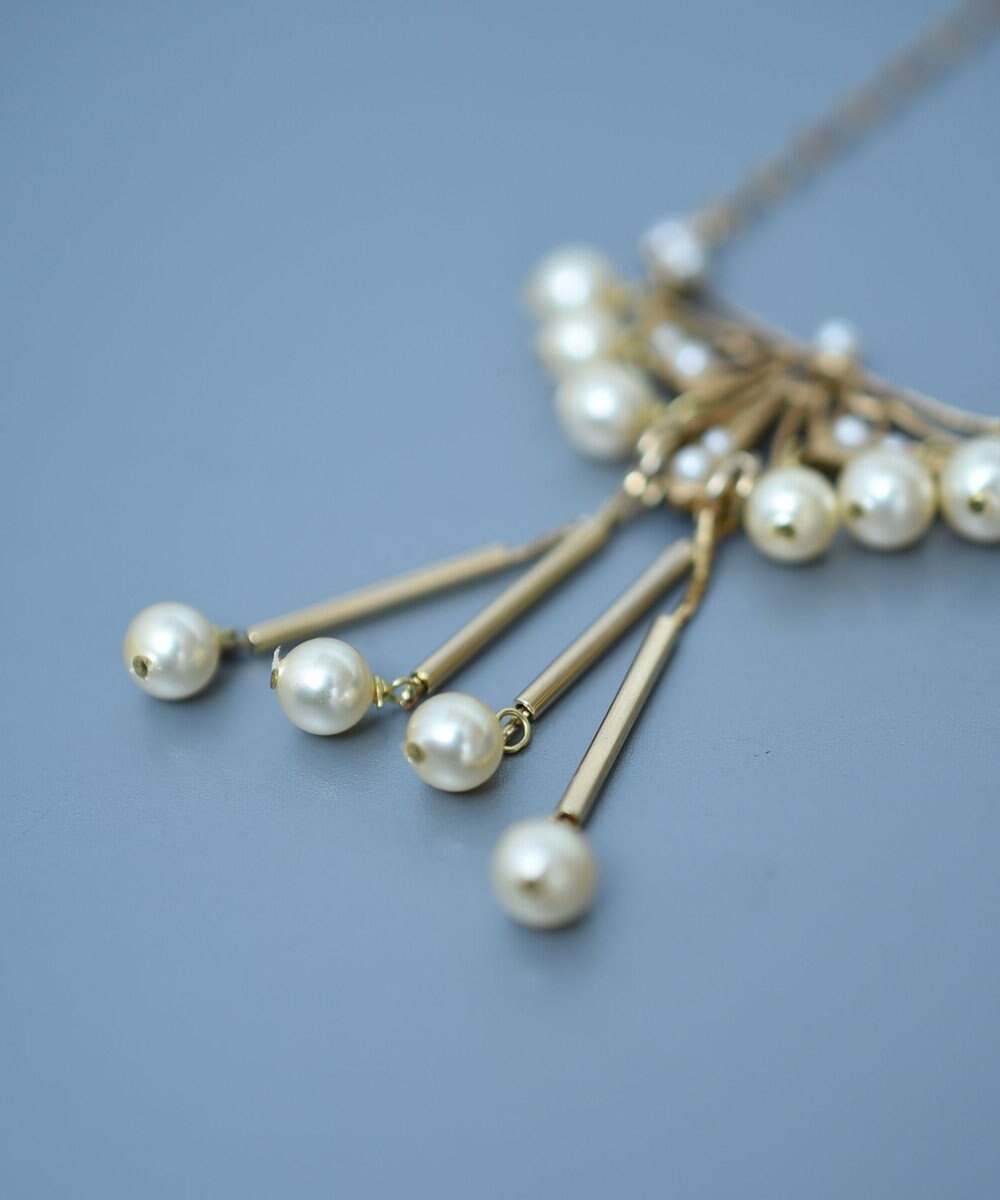 monshiro ガラスパールレースロングネックレス 