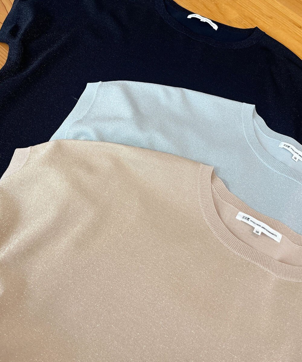 23区 【洗える】レーヨンポリエステルストレッチ プルオーバー ラメニット 