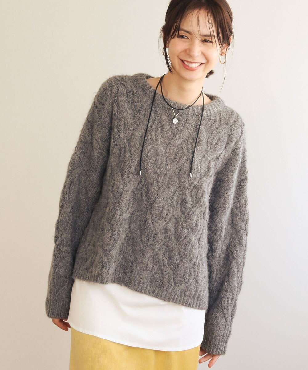 Green Parks ふわふわケーブルニットプルオーバー 