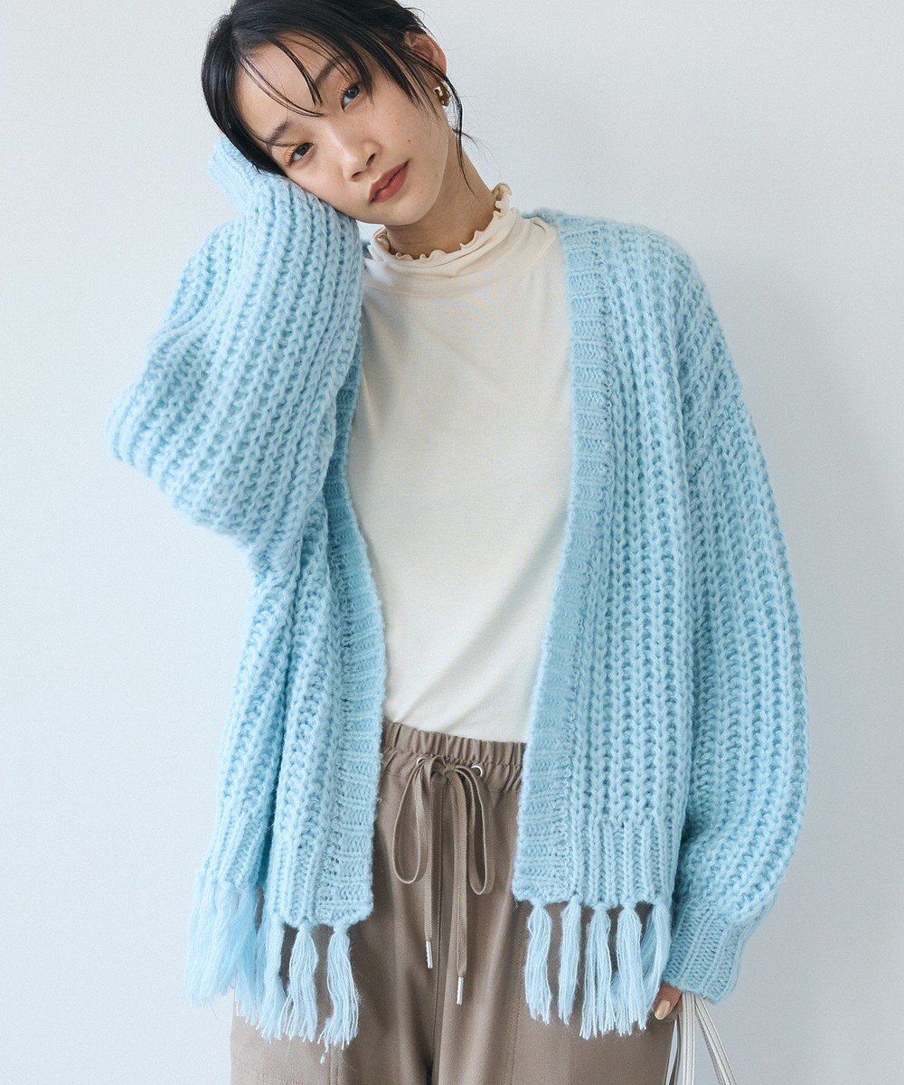 CRAFT STANDARD BOUTIQUE 洗える/フリンジニットカーディガン 