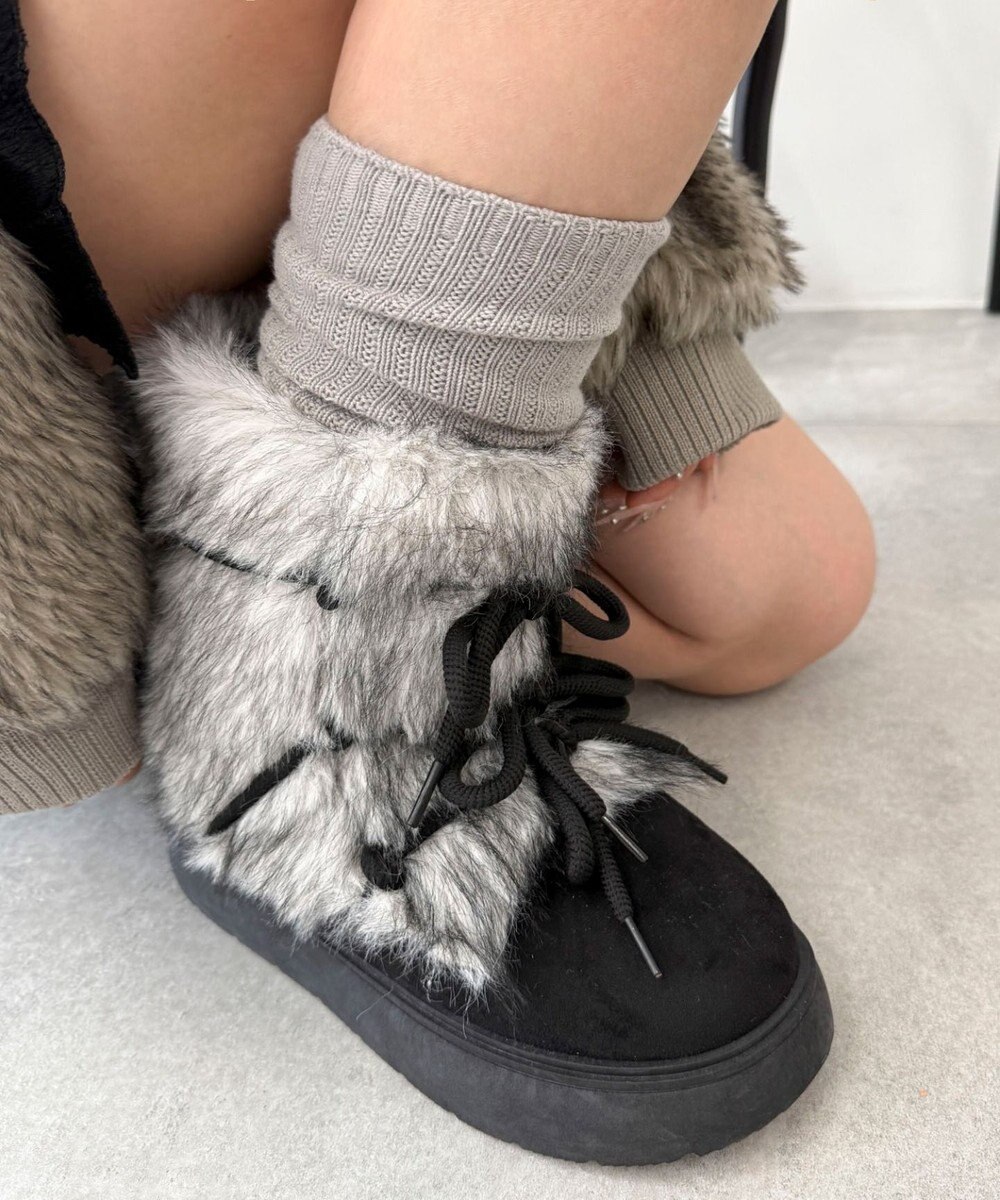 WEGO ボリュームファーレースアップFムートンブーツ 