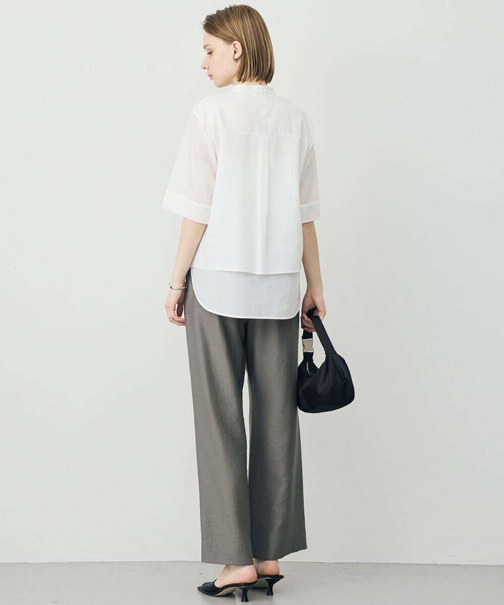 ICB L 【先行予約】リネンスラブローン バンドカラーデザインシャツ 