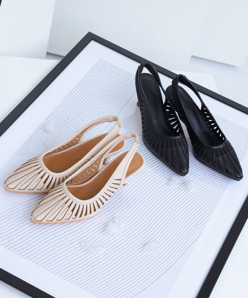 Tiaclasse 【小倉優子さん着用・フラット&ヒール2TYPE】ケージデザインシアーパンプス 