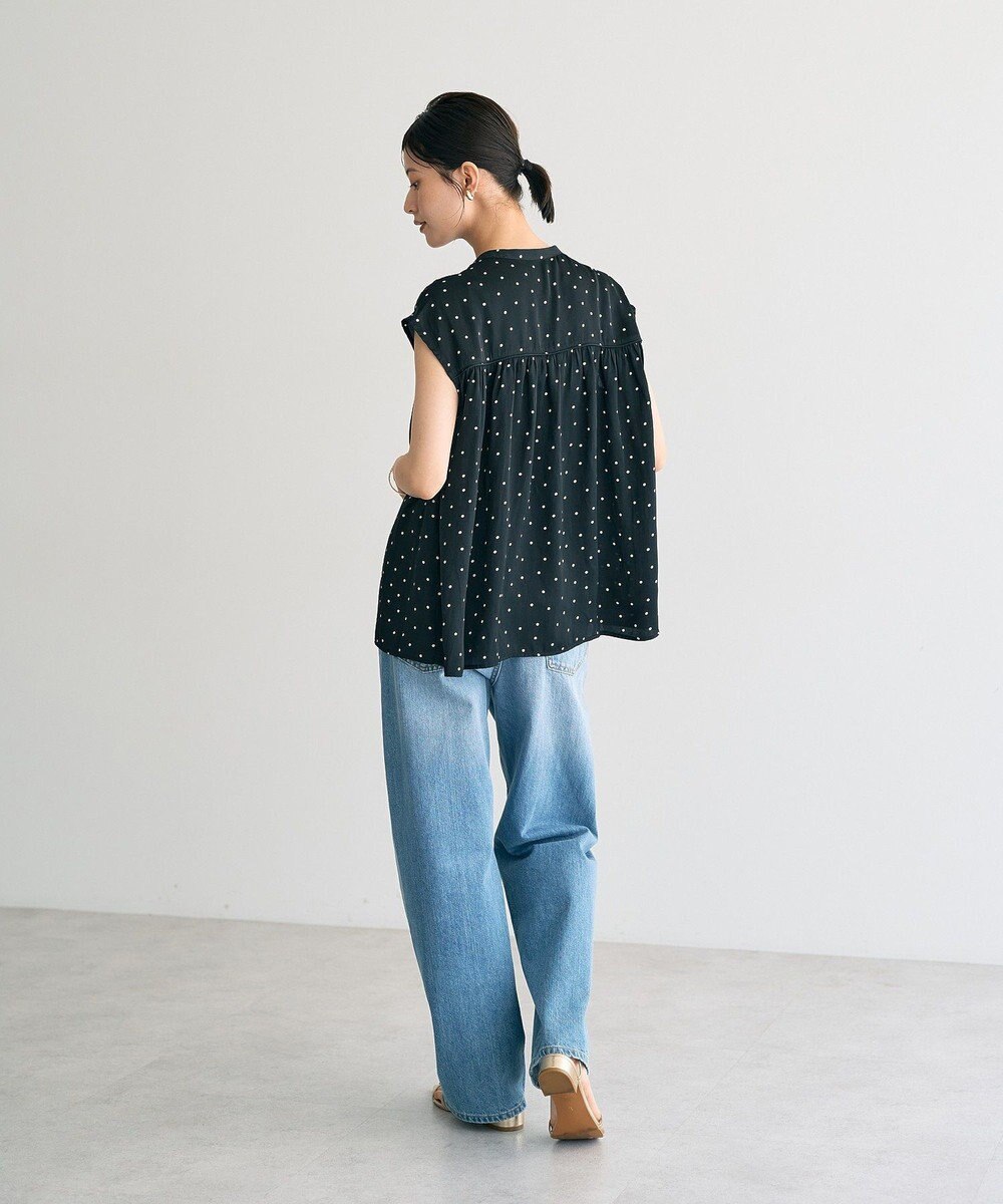 YECCA VECCA ドット柄ギャザーブラウス 