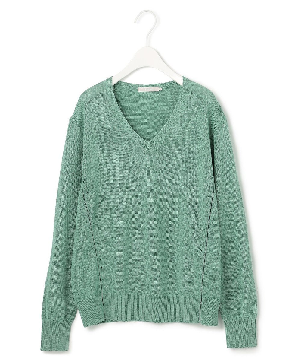 ICB 【WEB限定カラーあり・洗える】ペーパーブレンドシャインニット Vネックプルオーバー 