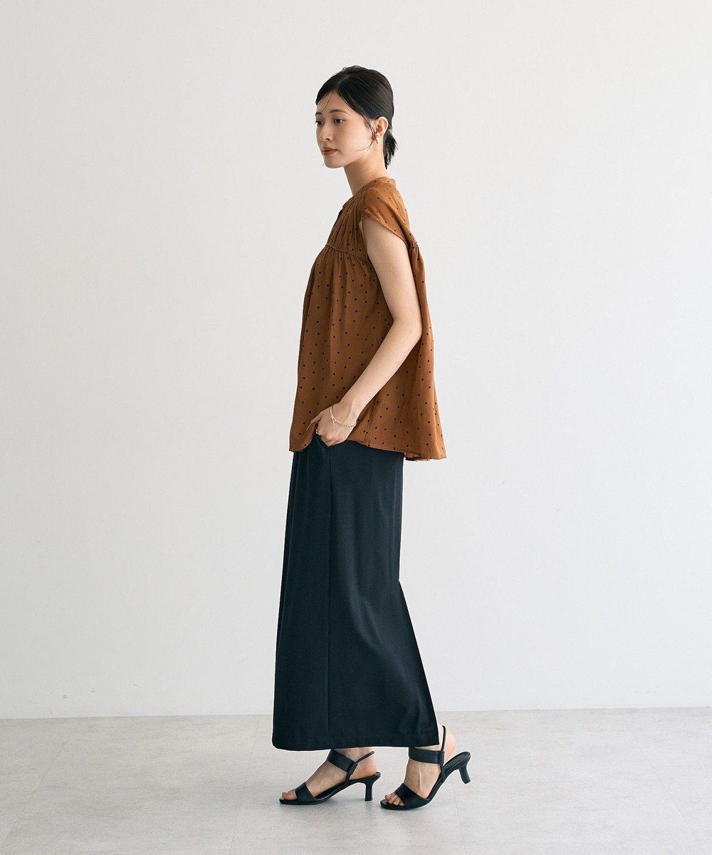 YECCA VECCA ドット柄ギャザーブラウス 