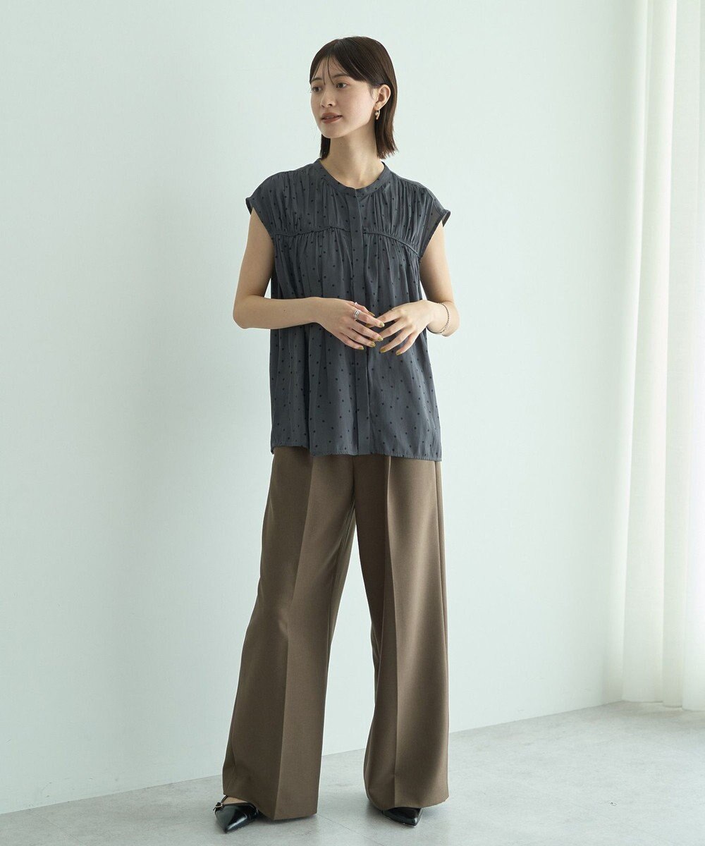 YECCA VECCA ドット柄ギャザーブラウス 