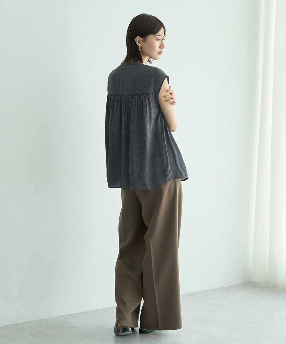 YECCA VECCA ドット柄ギャザーブラウス 