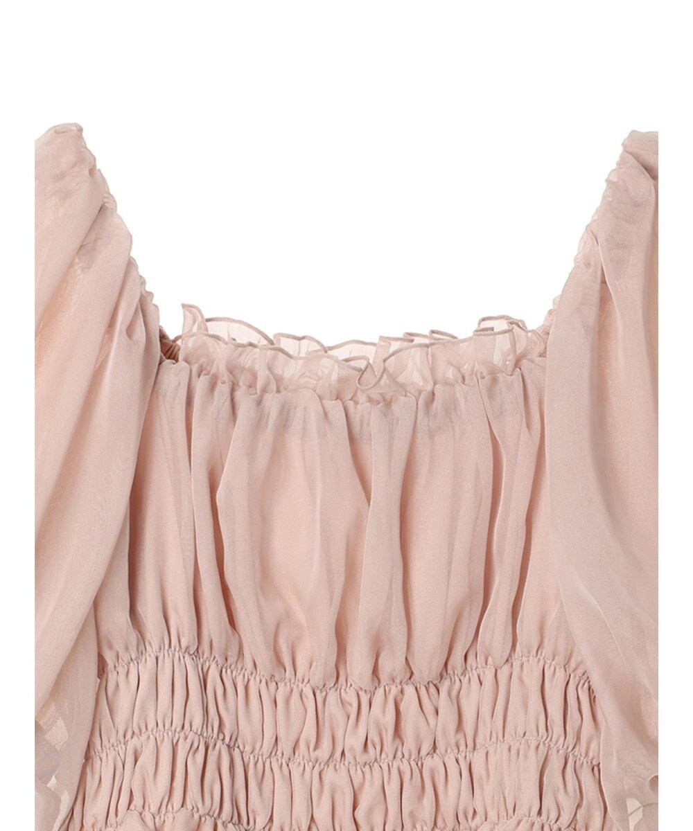 earth music&ecology パフスリーブシャーリングブラウス 