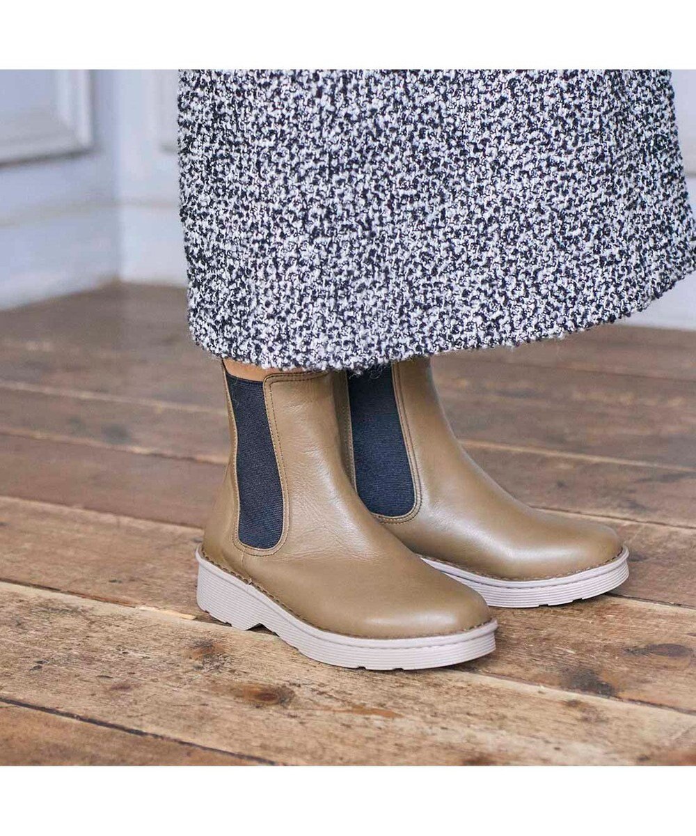 ing <ing>【WEB限定】【3E】【サスティナブルシリーズ】厚底サイドゴアショートブーツ 