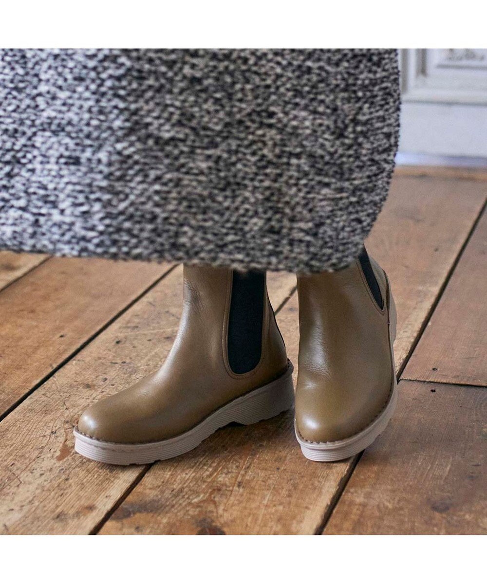 ing <ing>【WEB限定】【3E】【サスティナブルシリーズ】厚底サイドゴアショートブーツ 