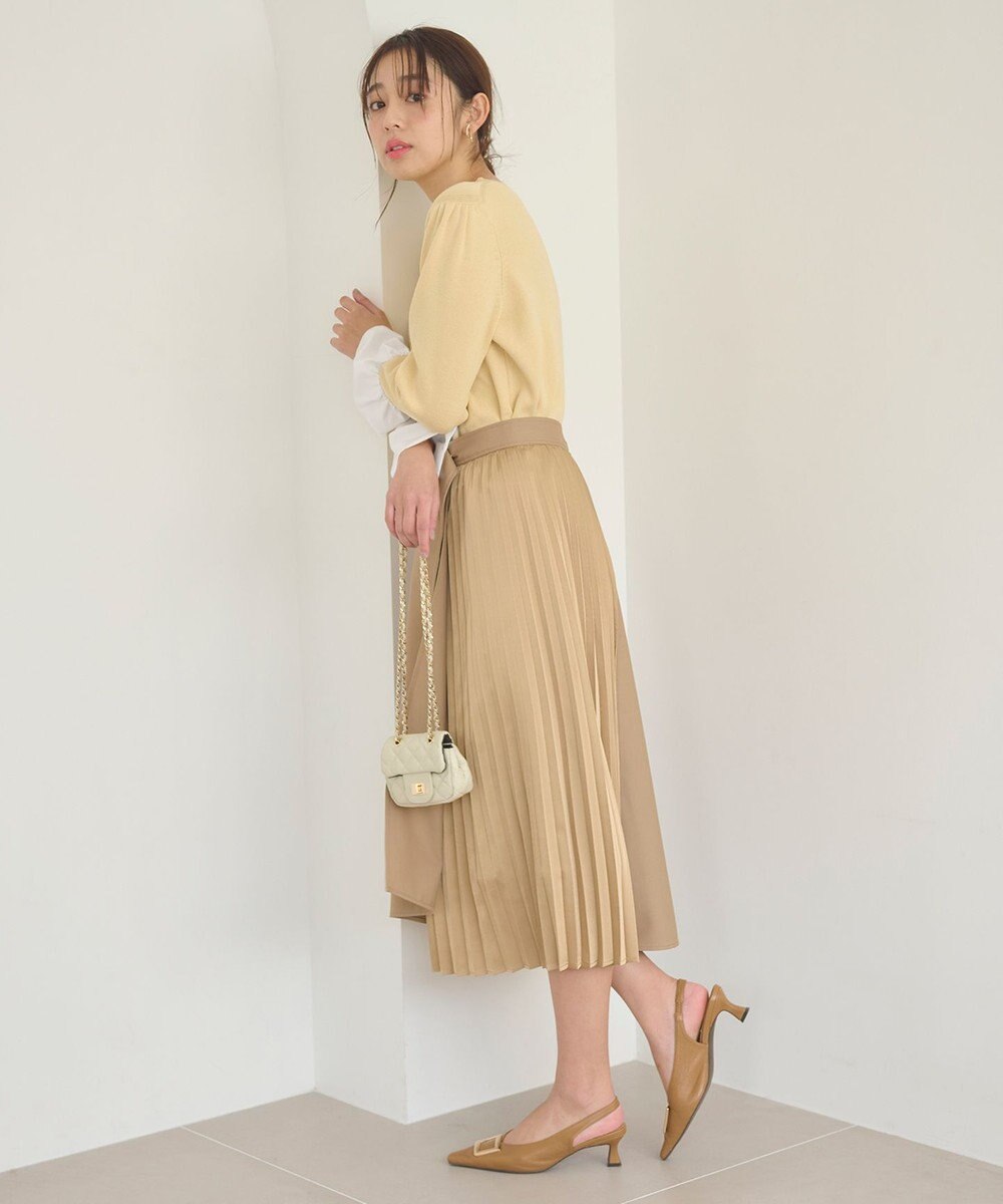 Feroux 【洗える】プリーツコンビ スカート 