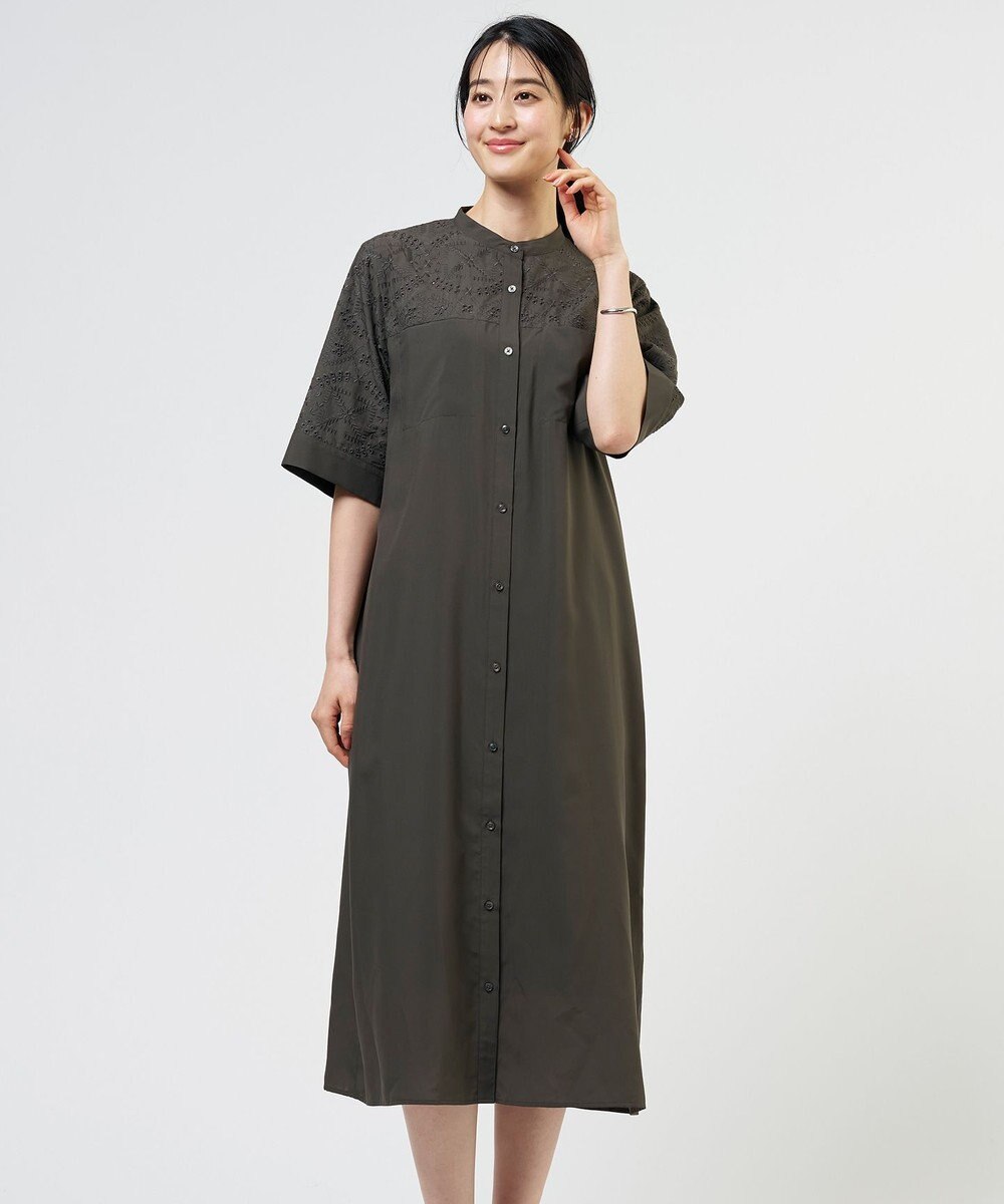 J.PRESS LADIES L 【WEB限定カラーあり】エンブロイダリー シャツ ワンピース 