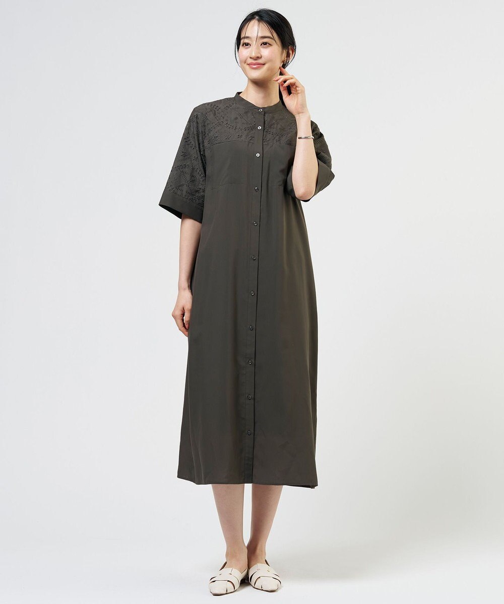 J.PRESS LADIES L 【WEB限定カラーあり】エンブロイダリー シャツ ワンピース 