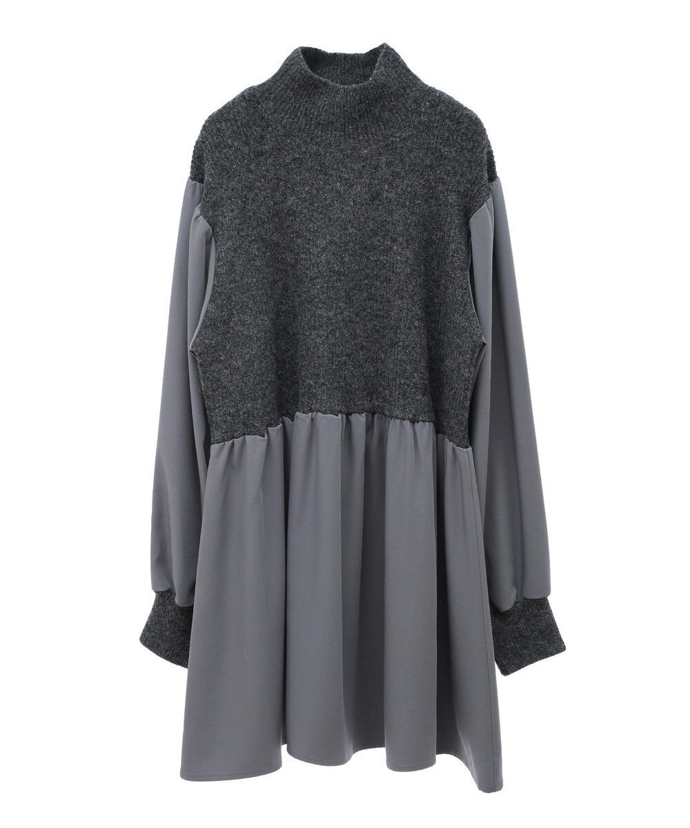 Green Parks ａ．布帛切り替えニットミニワンピース 