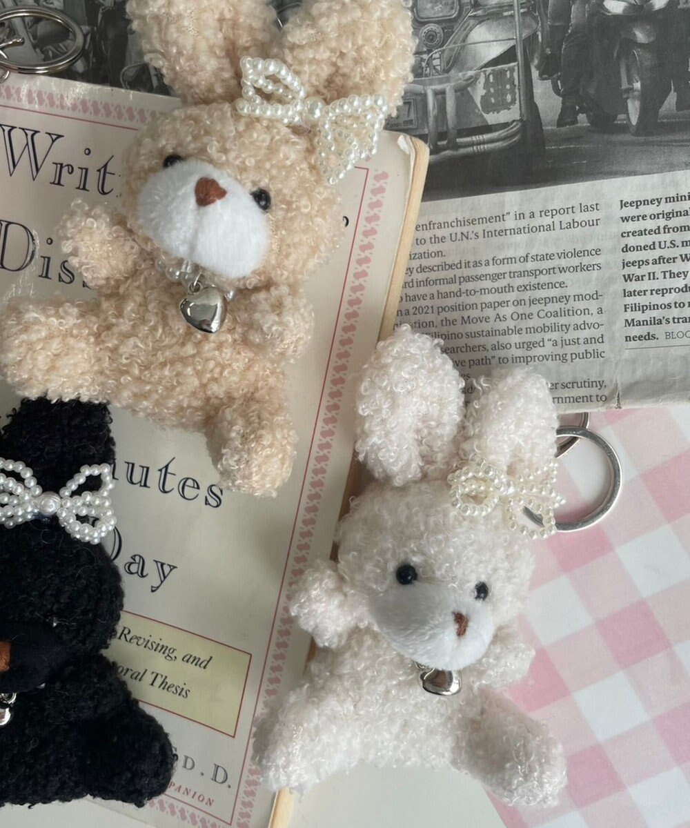 WEGO もこもこファンシーうさぎぬいぐるみキーホルダー 